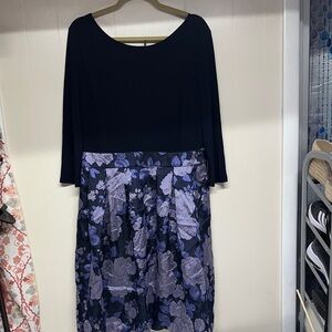 Elle Black and Purple 3/4 Sleeve Dress